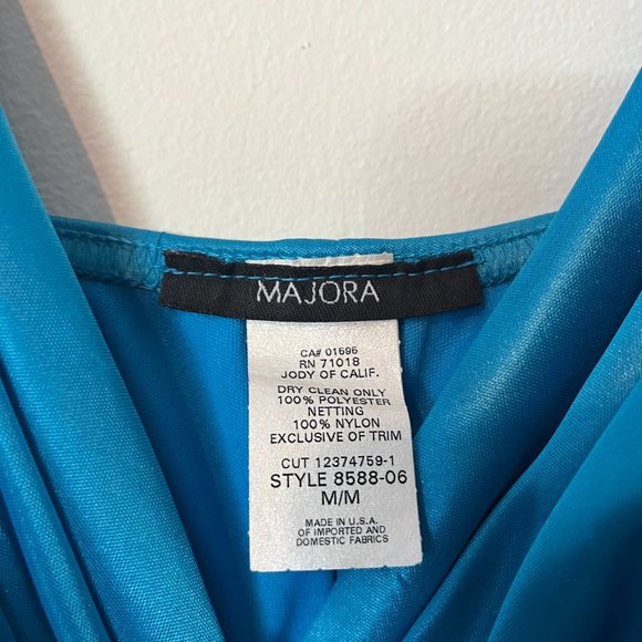 Medium Blue Majora Formal Dress with Black Lace - Picture 3 of 6